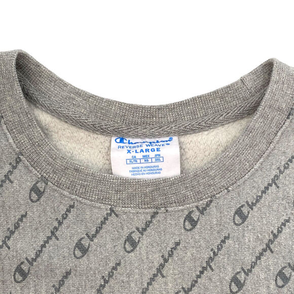 VTG Champion Reverse Weave Sweatshirt XL All Over Spellout Gray Crewneck Street - Picture 5 of 12